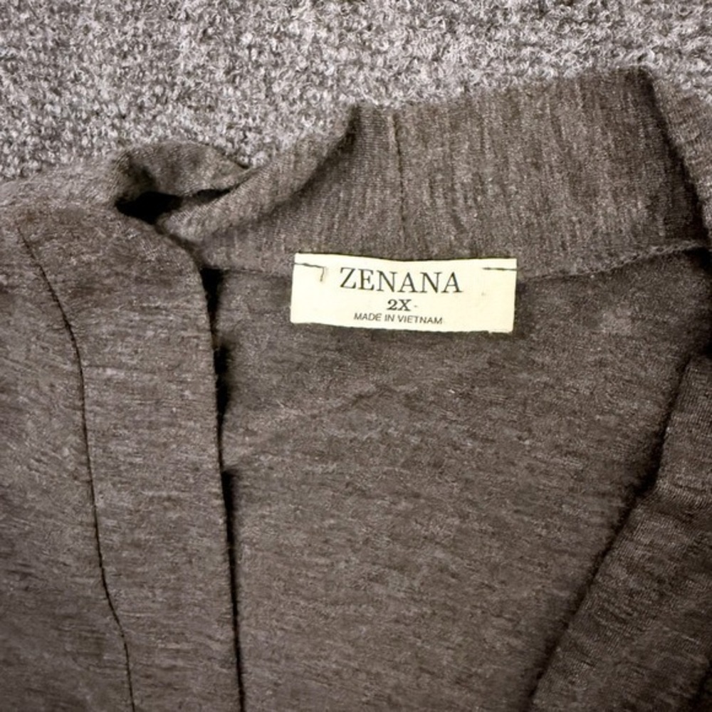 Zenana Womens 2X Long Cardigan Front Pockets Heathered Charcoal RC-1443XBA - Picture 2 of 5